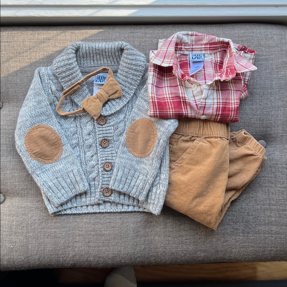Little Lad Little Professor Bow Tie and Sweater Set